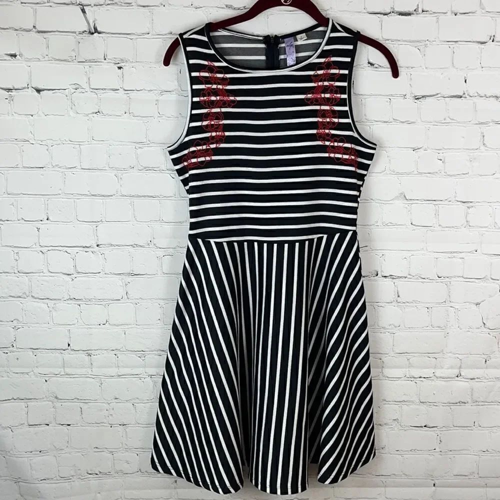 Alya Black and White Striped Dress